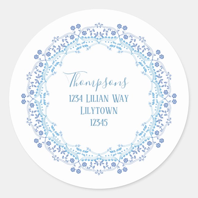Elegant Modern Baby Shower Return Address Classic Round Sticker (Front)