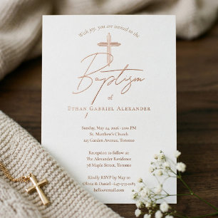 Elegant Modern Baptism Christening Religious Cross