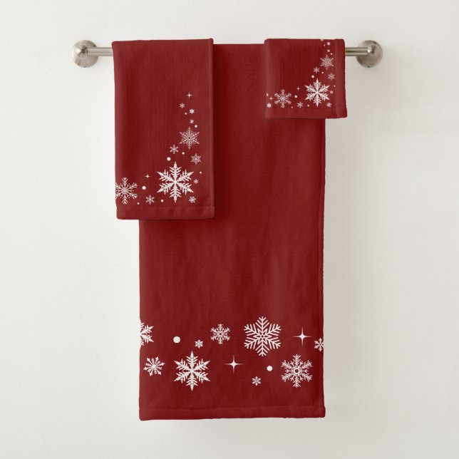 Elegant modern Bathroom Towel Set, snowflakes (Insitu)