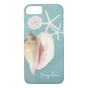 Elegant Modern Beach Conch Shell Starfish Art iPhone 8/7 Case