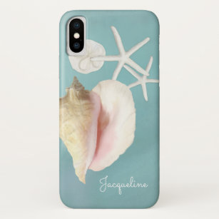 Elegant Modern Beach Conch Shell Starfish Art iPhone X Case