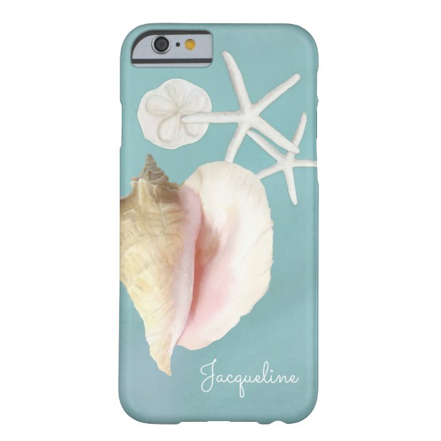 Elegant Modern Beach Conch Shell Starfish Art Case-Mate iPhone Case (Back)