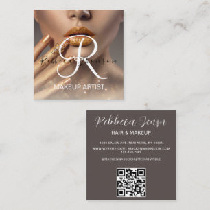 Elegant Modern Beauty Professional Photo QR Code Square Business Card