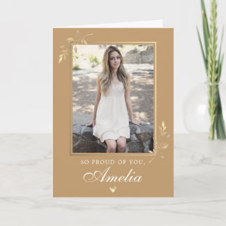 Elegant Modern Beige Gold Photo Graduation  Card