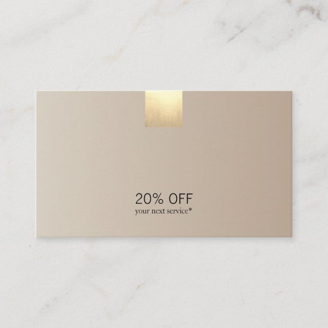 Elegant Modern Beige Gradient Gold Accent Discount Business Card (Front)