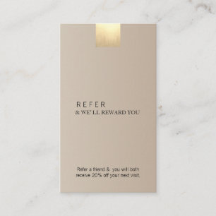 Elegant Modern Beige Gradient Gold Refer Vertical Business Card
