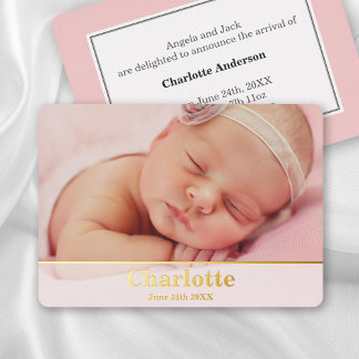 Elegant Modern Birth Announcement - Baby Girl