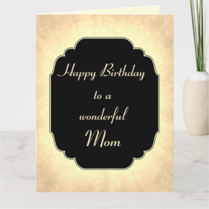 Elegant modern black and cream Birthday Mom Card