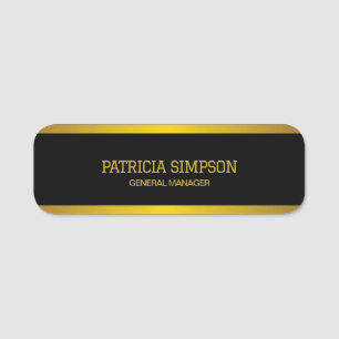 Elegant Modern Black and Gold: Add Name, Job Title Name Tag