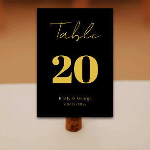 Elegant Modern Black And Gold Classy Chic Wedding Table Number