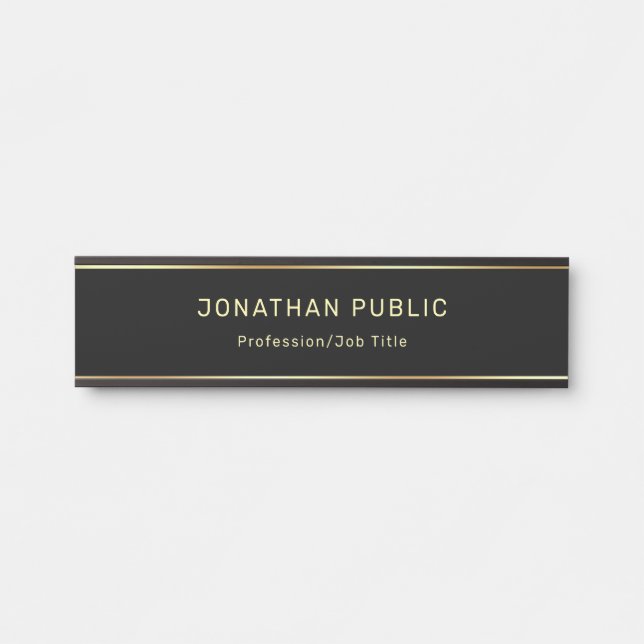 Elegant Modern Black And Gold Glamour Template Door Sign (Front)
