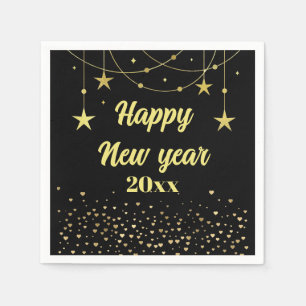 Elegant Modern Black and gold Happy New year  Napkin