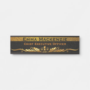 Elegant Modern Black and Gold Office Door Sign