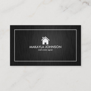 Elegant & Modern Black and Gold Real Estate Business Card