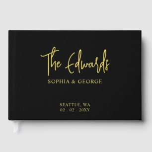 Elegant Modern Black and Gold Wedding Guest Book