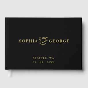 Elegant Modern Black and Gold Wedding Guest Book