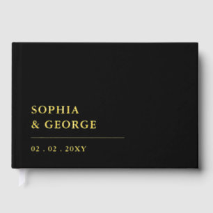 Elegant Modern Black and Gold Wedding Guest Book