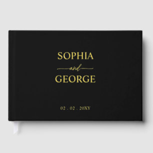 Elegant Modern Black and Gold Wedding Guest Book