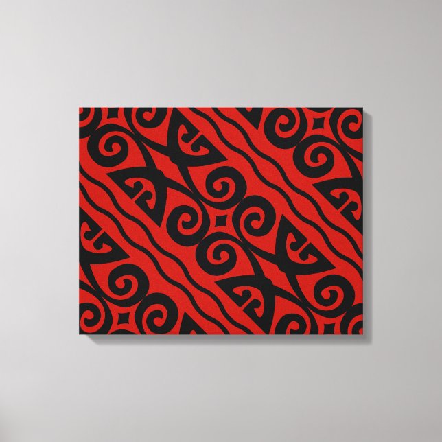 Elegant Modern Black And Red Canvas Wall Art (Front)