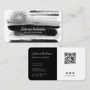 Elegant Modern Black and White Abstract Business Card