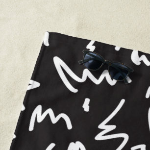 Elegant modern black and white beach towel