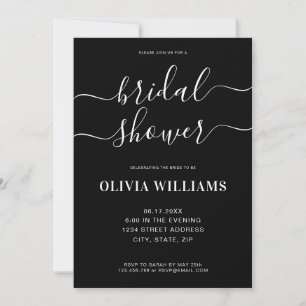 Elegant Modern Black and White Bridal Shower Invit Invitation
