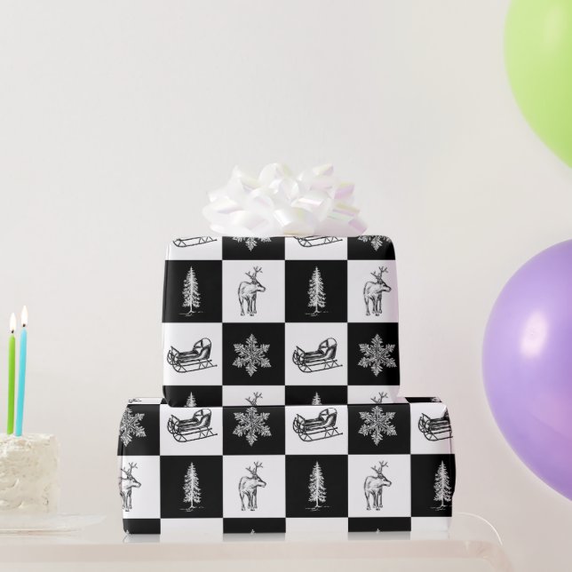 Elegant Modern Black and White Christmas Wrapping Paper (Party Gifts)