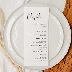 Elegant & modern black and white Let's eat wedding Menu