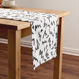 Elegant modern black and white short table runner