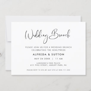 Elegant & Modern Black and White Wedding Brunch Invitation