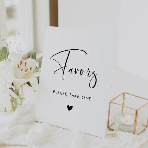 Elegant & Modern Black and White wedding Favours Pedestal Sign