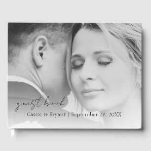 Elegant Modern Black and White Wedding Guest Book