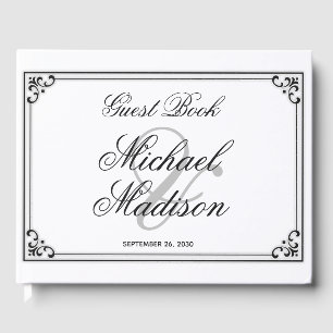 Elegant Modern Black and White Wedding Guest Book