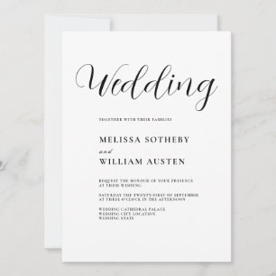 Elegant Modern Black and White Wedding Invitation