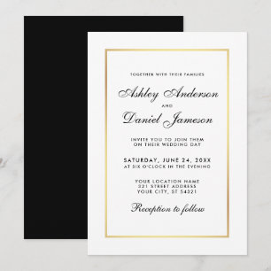 Elegant Modern Black and White Wedding Invitation