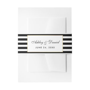 Elegant Modern Black and White Wedding S Invitation Belly Band