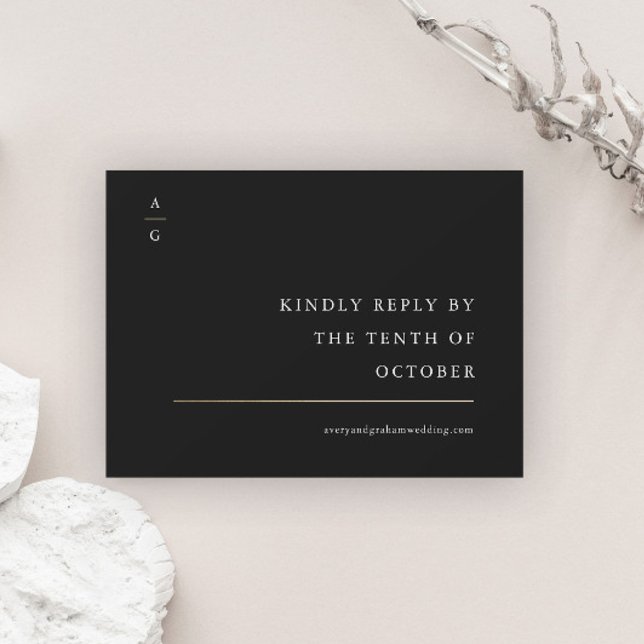 Elegant Modern Black and White Wedding Website RSVP Card (Creator Uploaded)