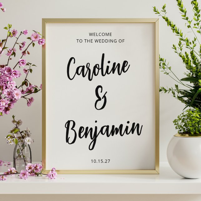 Elegant Modern Black and White Wedding Welcome  Poster (Creator Uploaded)