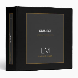 elegant & modern black binder with name