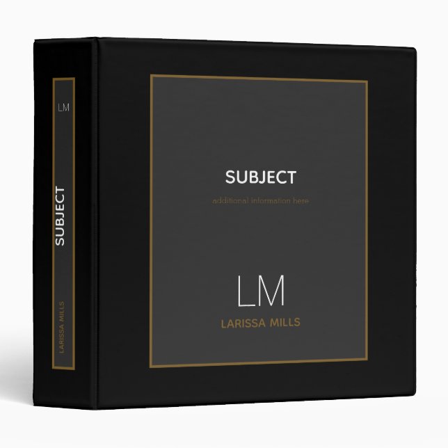 elegant & modern black binder with name (Front/Spine)