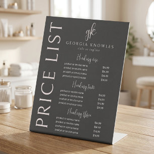 Elegant Modern Black Blush Pink Price List Pedestal Sign