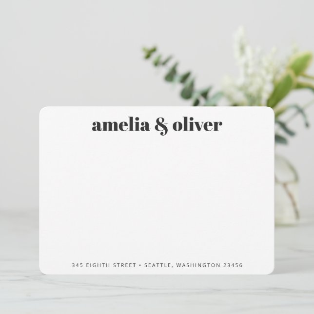 Elegant Modern Black Bold Name Address Custom Card (Standing Front)