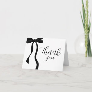 Elegant Modern Black Bow Birthday Thank You Card