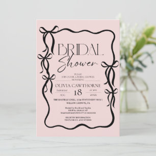  Elegant Modern Black Bow Bridal Shower Invitation