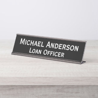 Elegant Modern Black Business Custom Office  Desk Name Plate
