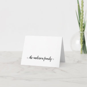 Elegant Modern Black Calligraphy Script Family Note Card