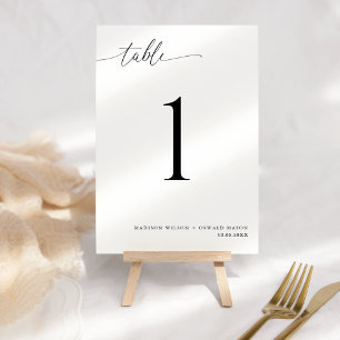 Elegant Modern Black Calligraphy Wedding 1 Table N Table Number