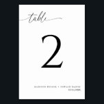 Elegant Modern Black Calligraphy Wedding 2 Table Number<br><div class="desc">These table numbers include modern and classic designs to present at a wedding reception, engagement or bridal shower tables. These table numbers will add a beautiful and elegant touch to any wedding, reception or party. The design is printed on both sides of the card. This design is available in white,...</div>