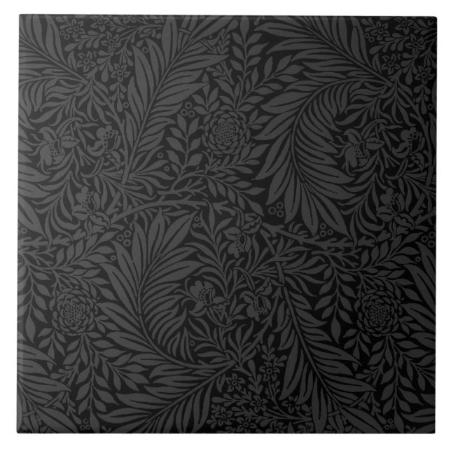 Elegant Modern Black Floral Pattern Tile (Front)