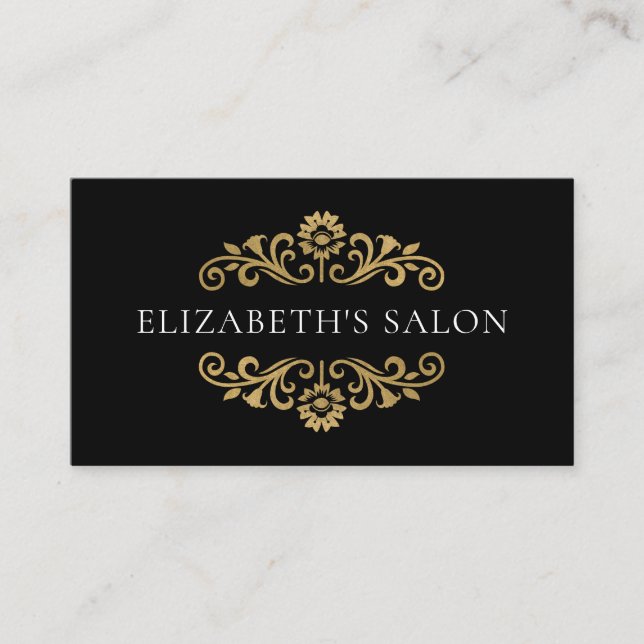 Elegant Modern Black Gold Business Card (Front)